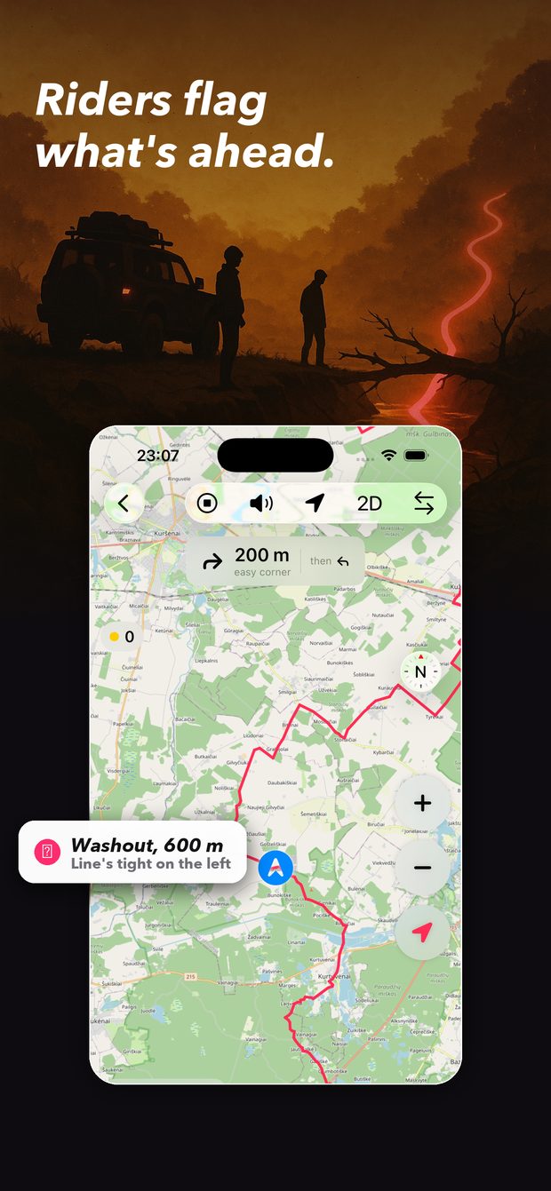 Rider-reported hazards on the trail